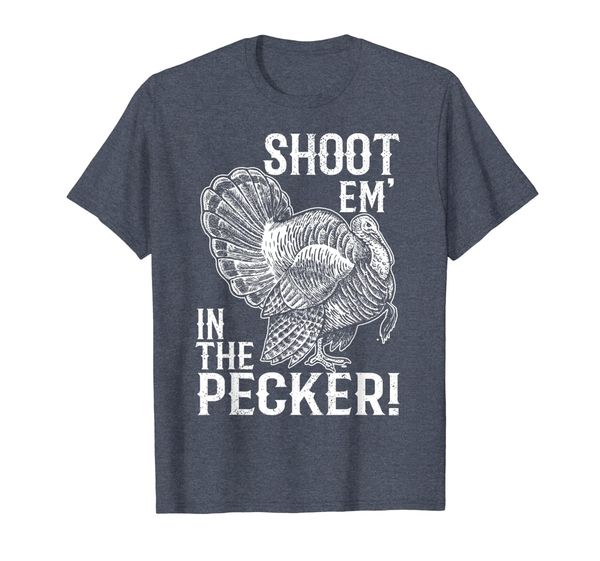 

shoot em' in the pecker t shirt turkey hunting legend hunter, White;black