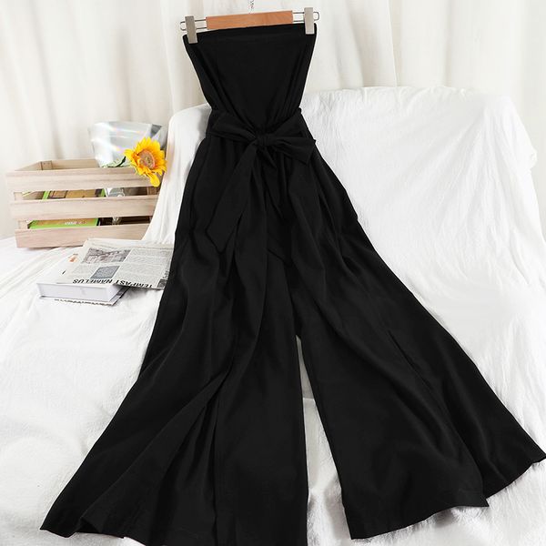 

women's jumpsuits & rompers female strapless deat split right leg wide overalls solid color high waist fashion spring summer 11b612 5zy, Black;white