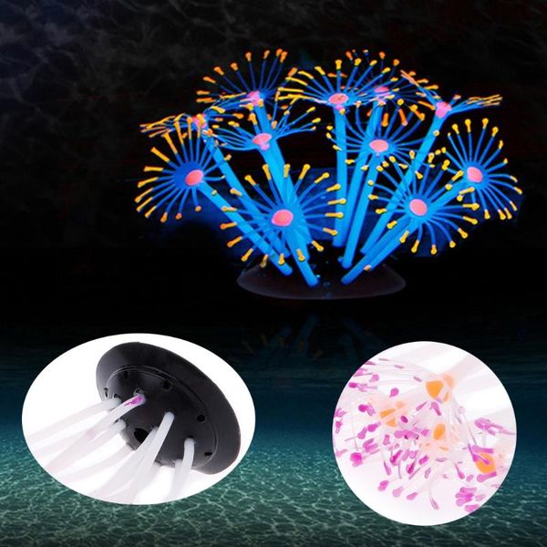 

decorations silicone luminous artificial coral plants ornament decor for fish tank aquarium 85wc