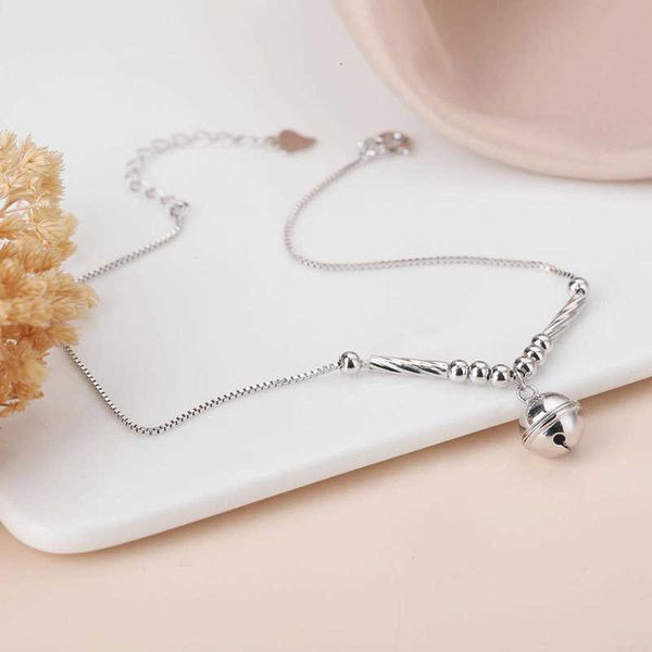 

yite s925 sterling sier bell round bead foot chain, Red;blue