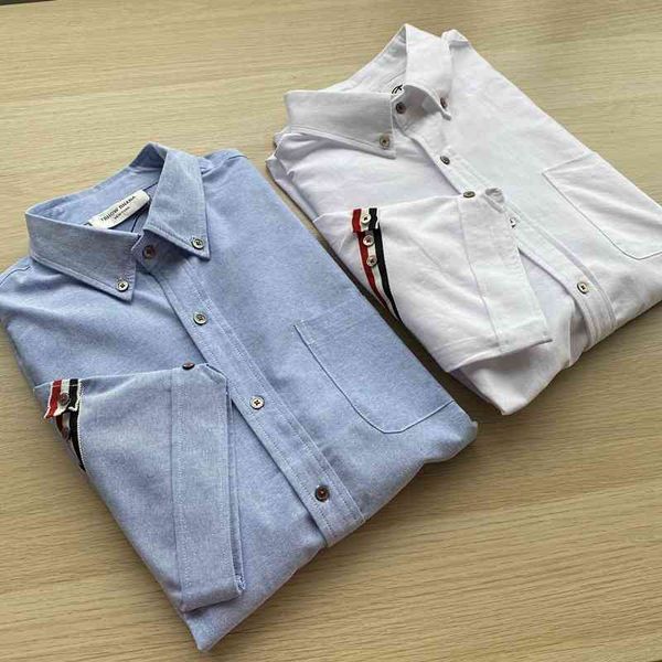 

tb short sleeve men's and women's summer new leisure fashion brand couple's oxford spinning shirt t8390, White;black
