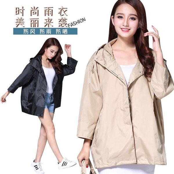 

raincoats fashion short coat loose light raincoat button fresh windbreaker hiking jacket outdoor