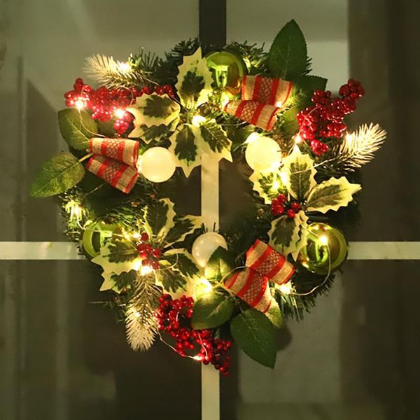 

decorative flowers & wreaths 30cm merry christmas decorations for home led glowing garland ornaments year artificial pine door decor hanging
