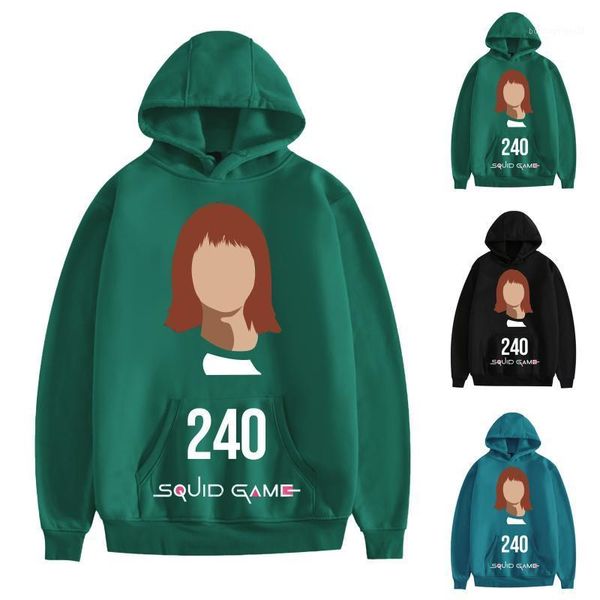 

costume accessories squid game hooded round six men women costumes cosplay sports sweatshirts pullover cartoons printing pocket sportsw1, Silver