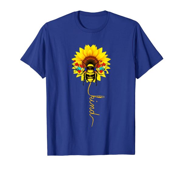 

autism awareness bee kind sunflower puzzle pieces t shirt, White;black
