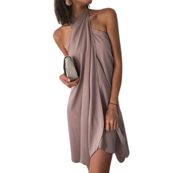 

casual dresses skin-friendly chest wrap halter women dress elegant strapless for beach, Black;gray