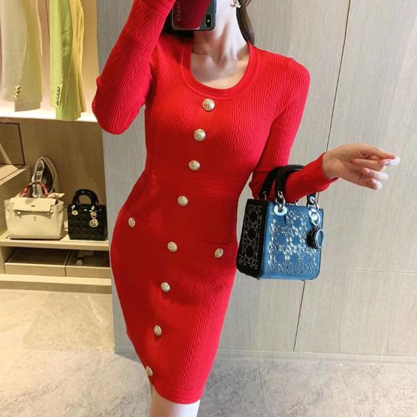 

brought the dress long sleeves tender package hip single-breasted short early autumn 2021 casual dresses, Black;gray