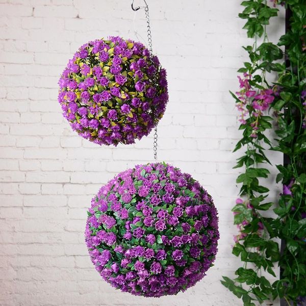 

28cm artificial rose flower balls ary hanging basket plant uv fade protected decorative flowers & wreaths