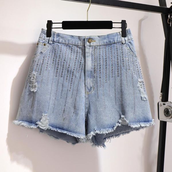

women's jeans fashion shorts summer wide legs denim woman fat women, Blue
