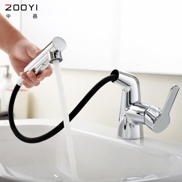 

bathroom sink faucets factory wholesale rotary pull-out basin faucet small shower chrome-plated washbasin and cold mixing