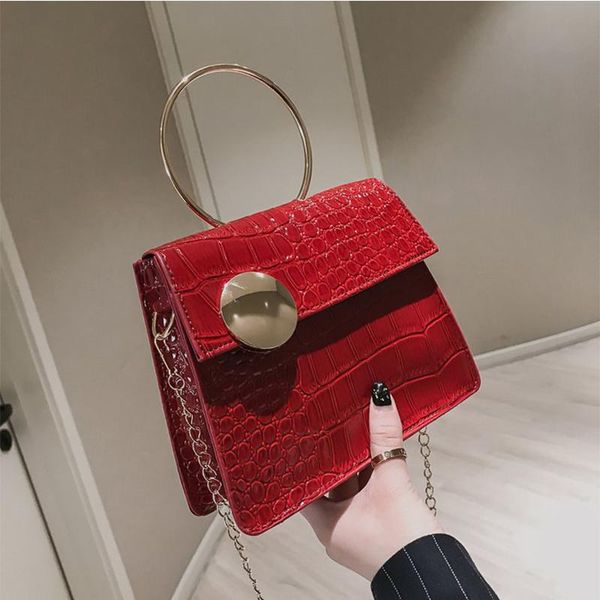 

fashion one shoulder messenger bag 2021 ladies mini portable crocodile pattern female celebrity chain hand bags