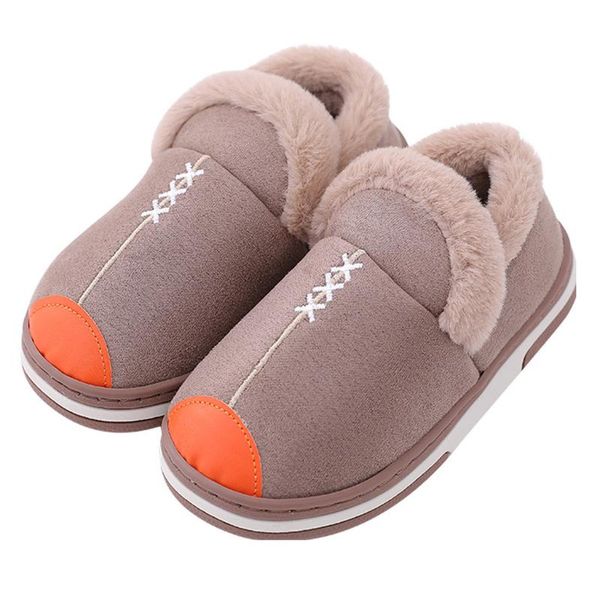 

slipper children cotton shoes boys girls warm solid colors soft plush home slippers casual parent-child thickening indoor shoes#g4, Black;grey