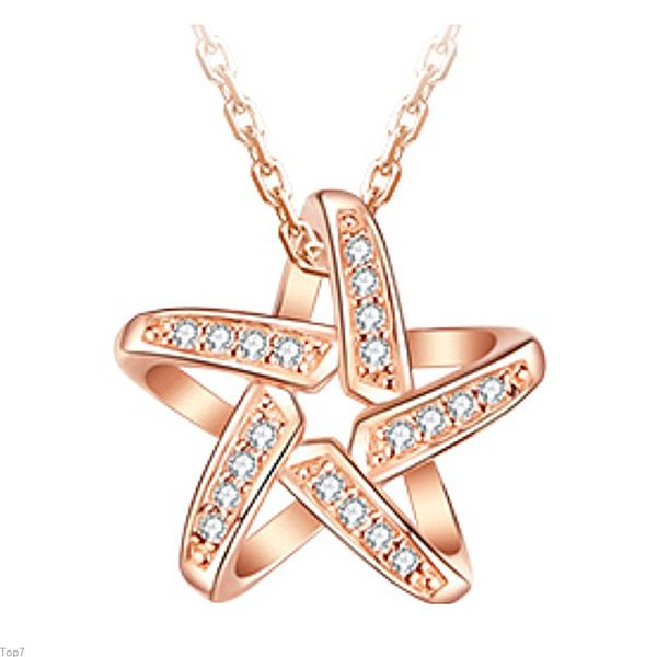 Cristal Womens Colares Pingente Lucky Estrela Moda Clavícula Corrente Flexível Surround Surround Strong Star Track Ouro Prata Banhado