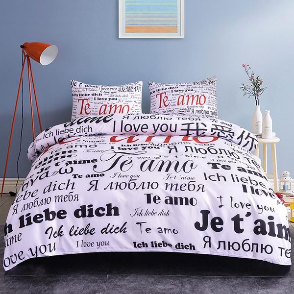 

language i love you bedding set bedroom decor polyester textiles 2/3pcs include bed sheet/duvet cover/pillowcase sets
