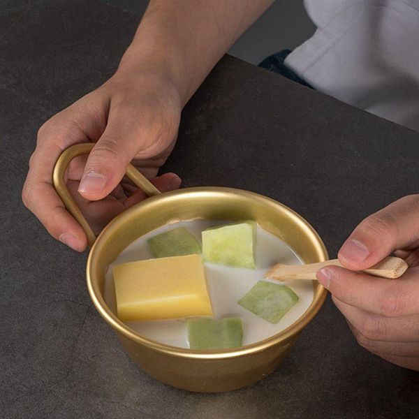 

bowls korean yellow aluminum bowl with handle creative cooking rice wine noodle breakfast dinnerware kitchen accessories 1pcs fj