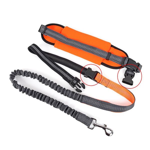

dog collars & leashes multifunction elastic running leash with pouch bags adjustable padded waist reflective jogging walking hand pet