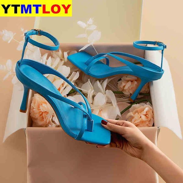 

dress shoes 2021 summer women sandals high heels fall street look females square head open toe clip-on strappy, Black
