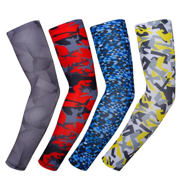 

elbow & knee pads men women colorful printed cool silky arm sleeve cover elastic barcer uv sun protection oversleeve soft ventilation, Black;gray
