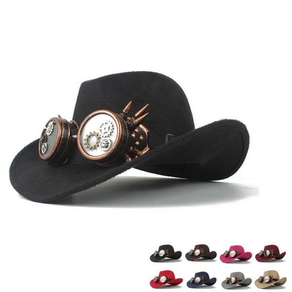 

cloches women men steapunk hollow western cowboy hat roll-up brim gentleman outblack sombrero hombre jazz cap size 56-58, Blue;gray