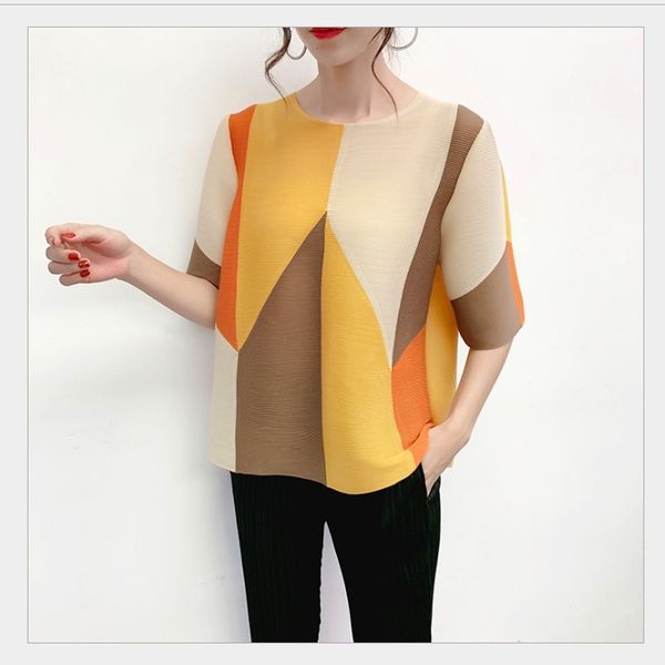 

knits fashionable joker fold type loose patchwork half sleeve t-shirt, White