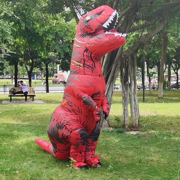 Costumesfantancy талисман красный взрослый динозавр T-Rex надувные костюмы для хэллоуин талисмана платье для мужчины Дракон взорвании вручную прыжок