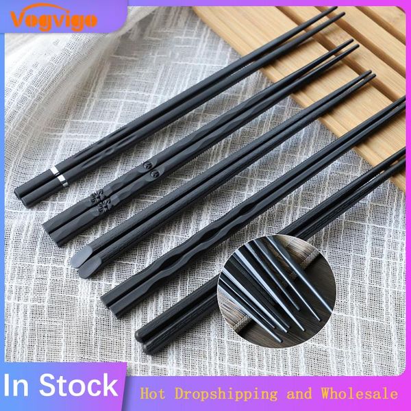 

pair japanese chopsticks alloy non-slip sushi sticks chop reusable