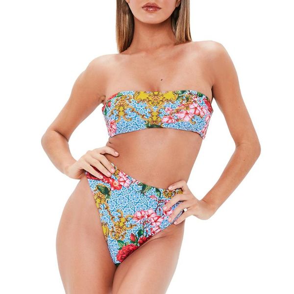 

women printing wrap chest bikini split body swimsuit beachwear suit printed brush swimming for 2021 a3041 one-piece suits