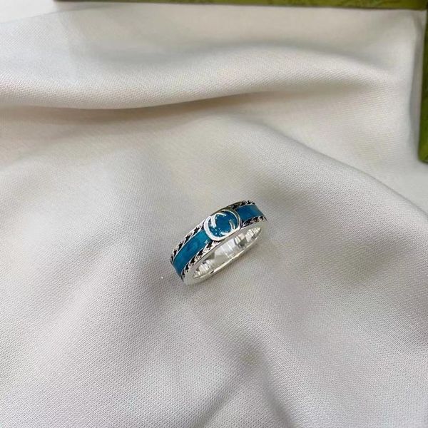 

cluster rings high-end fashion green enamel couple ring 1:1 letter g original personality holiday gift with logo, Golden;silver