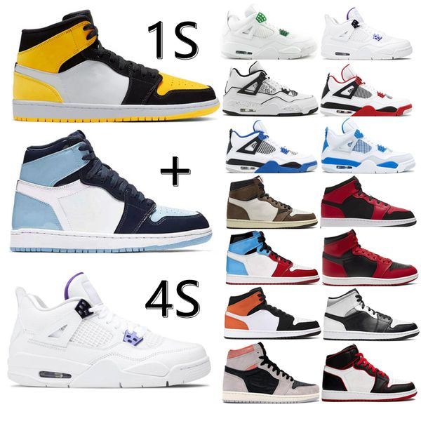 

2022 mens women 1s 4s basketball shoes 1 white cement 4 oreo black cat fire red bred sail university blue the sports sneakers