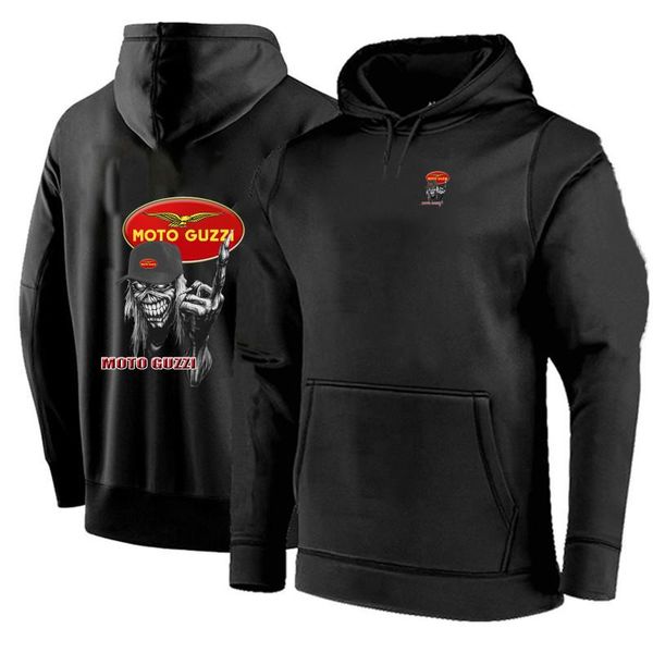 

men's hoodies & sweatshirts 2021 spring and autumn jacket hoodie moto guzzi logo fashion novel trend casual all-match lace-up sweater, Black