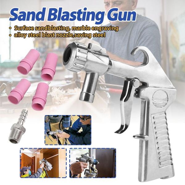 

professional spray guns sandblaster air siphon feed blast nozzle ceramic tips abrasive sand blasting kit with 4pcs nozzles power tools