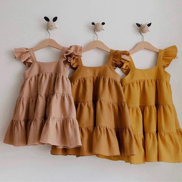 

girl's dresses girls beach dress summer ruffles lace kids tutu skirt for boho clothing toddler playing clothes children, Red;yellow
