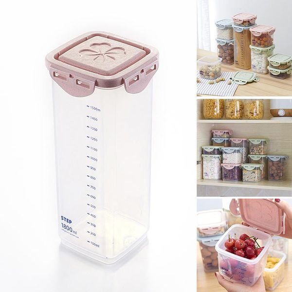 

healthy reusable plastic box storage container tank airtight jar sealed for coarse cereals grains tb s bottles & jars
