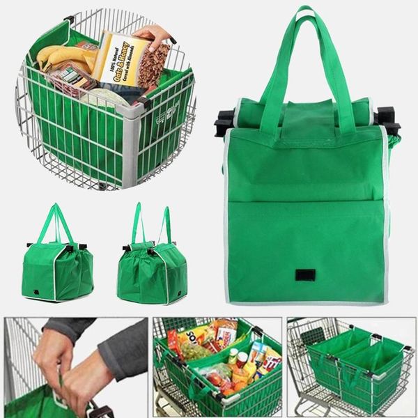 

storage bags eco-friendly supermarket thicken trolley foldable reusable shop handbag cart portable