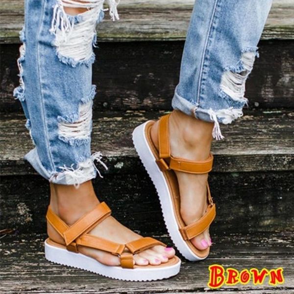 

sandals gladiator platform women shoes summer style creepers flats trifle leopard hook-loop flip flops casual size 35-43 97cx, Black