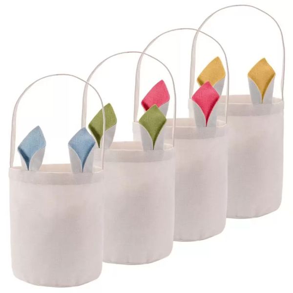 DHL Sublimação Easter Ovos Bucket Festivo DIY Em Branco Coelho Cesta Longa Cesta de Coelho Cesta de Brinquedo Bolsas De Armazenamento Festival Festa Sacos FY5121