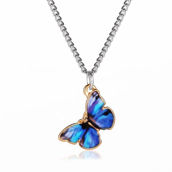 

necklace choker colorful painted oil butterfly necklace for women jewelry necklaces & pendants charms jewellery, Silver