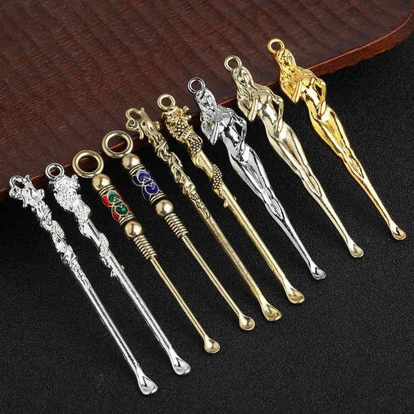 

dragon and phoenix ear scoop beauty creative car key ring accessories personalized gift pendant, Silver
