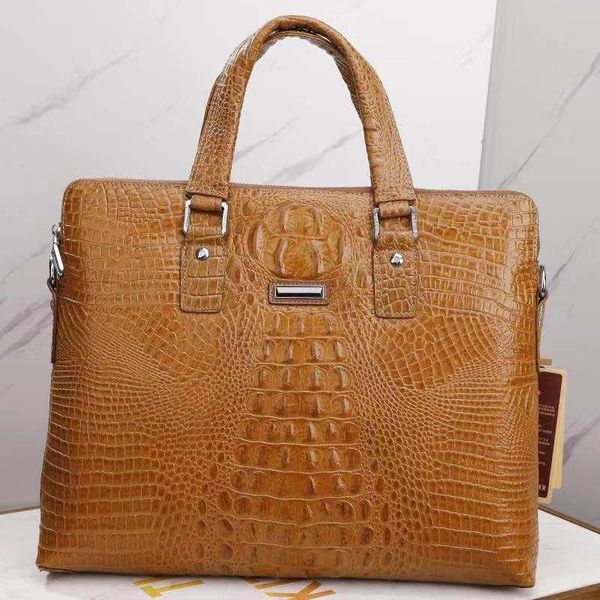 

briefcases 2021 luxury alligator cow genuine leather business men's briefcase male shoulder bag men messenger lapcomputer