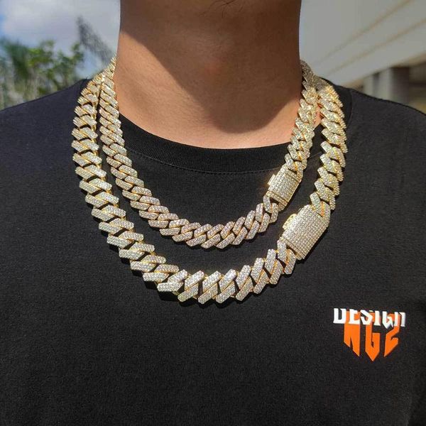 

chains hip hop iced out bling chain necklace 19mm width miami cuban hiphop necklaces fashion jewelry for men, Silver