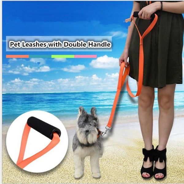 

dog collars & leashes nylon pet with double handle traction rope for medium large dogs durable b39
