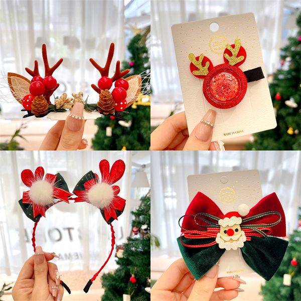 

christmas elk antlers headdress sen elves hairpin super fairy antlers edge clip hair accessories, Golden;silver