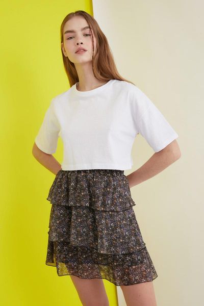 

skirts trendyol flounces skirt twoss21et0043, Black