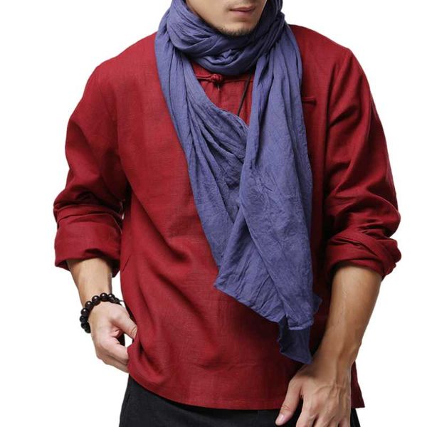 

men's t-shirts arrival chinese style literature coiled button solid tradional ramie t-shirt, White;black