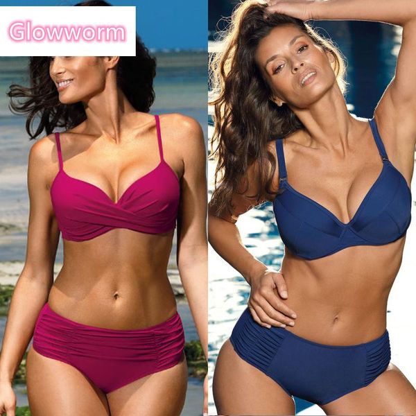 

est push up bikini female ruffle swimsuit solid set bathing suit women swimwear v neck biquini bechwear bikinis women's, White;black