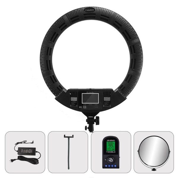

flash heads yidoblo fe-640ii 22inch ring light lamp 100w cold warm pography lighting 3200k-5500k for po studio video fill