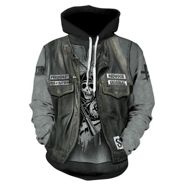 

men's hoodies & sweatshirts 2021 arrival skull fake punk hip-hop rock two-piece heavy metal hoodie gothic clothes sweatshirt camisetas, Black