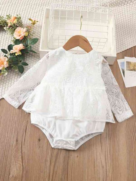 

baby contrast lace peplum bodysuit she, Blue