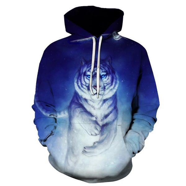 

men's hoodies & sweatshirts 2021 tiger 3d printing sweatshirt young loose casual sportswear spring autumn coat street clothing, Black
