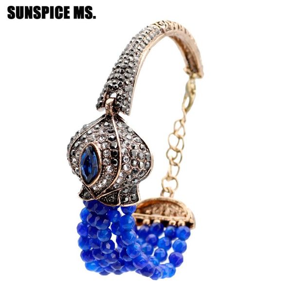 

charm bracelets vintage natural stone for women antique gold color cuff&bead style morocco flower wedding jewelry wholesale 2021, Golden;silver